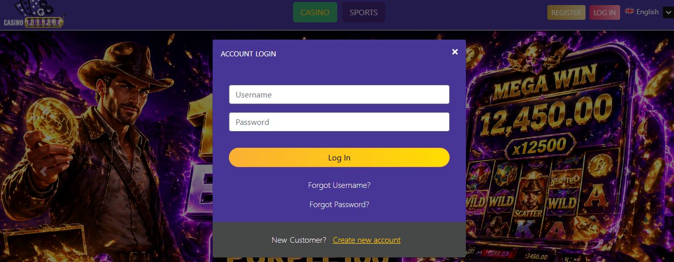 Log in to your account and start playing your favourite games